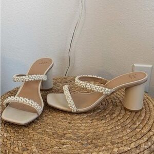 Target (A New Day) Elegant Cream Pearl-Embellished Heels